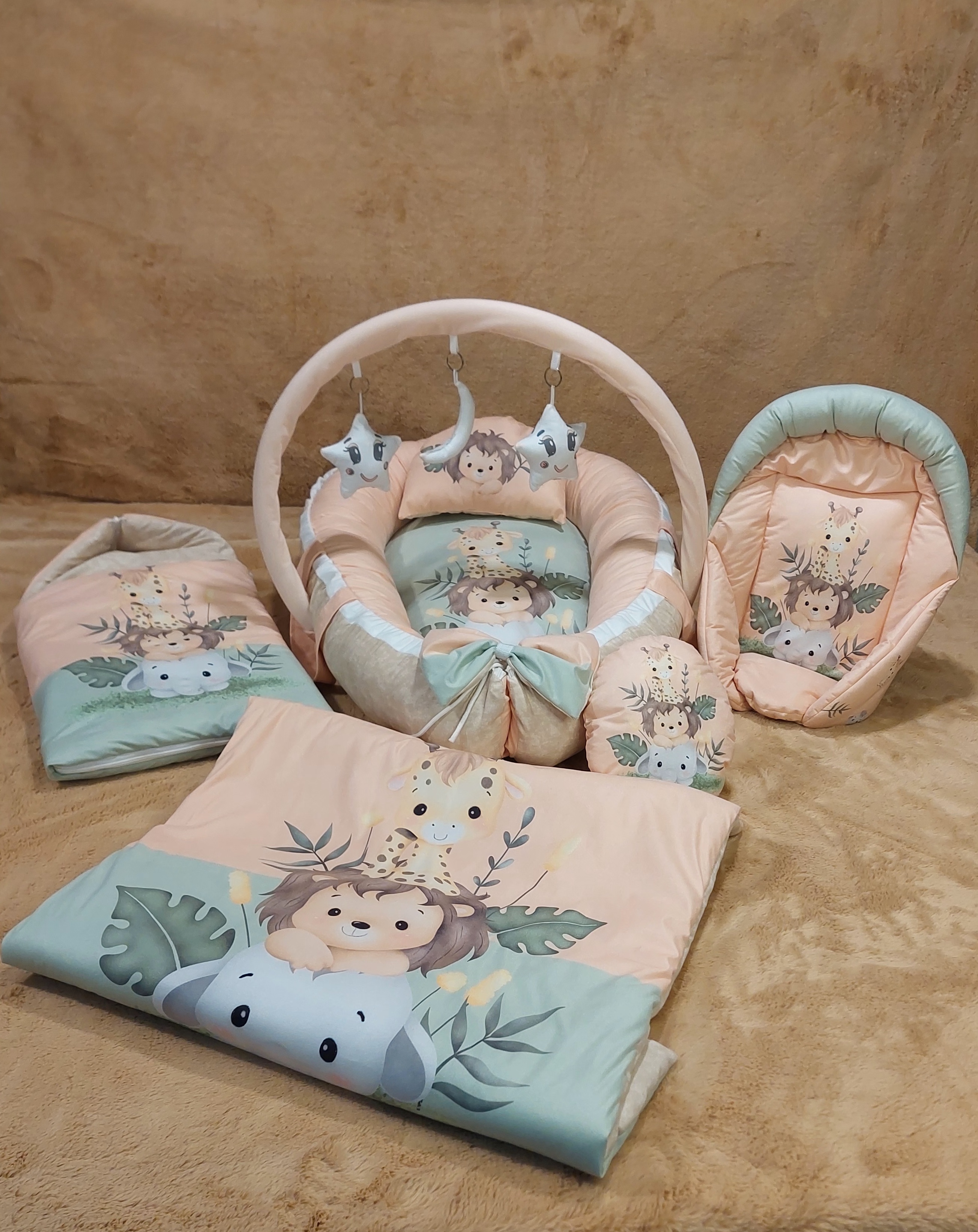 ست7 تیکه گارددار نانا نِست شیر جنگلی کرم پسته ای  nana nest
