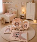 ست7 تیکه گارددار نانا نِست خرس لپ دار کرم قهوه ای nana nest